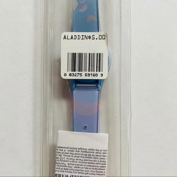Vintage Disney Reto Aladdin Genie Jasmine Blue Digital Dead Stock Watch - Picture 8 of 9